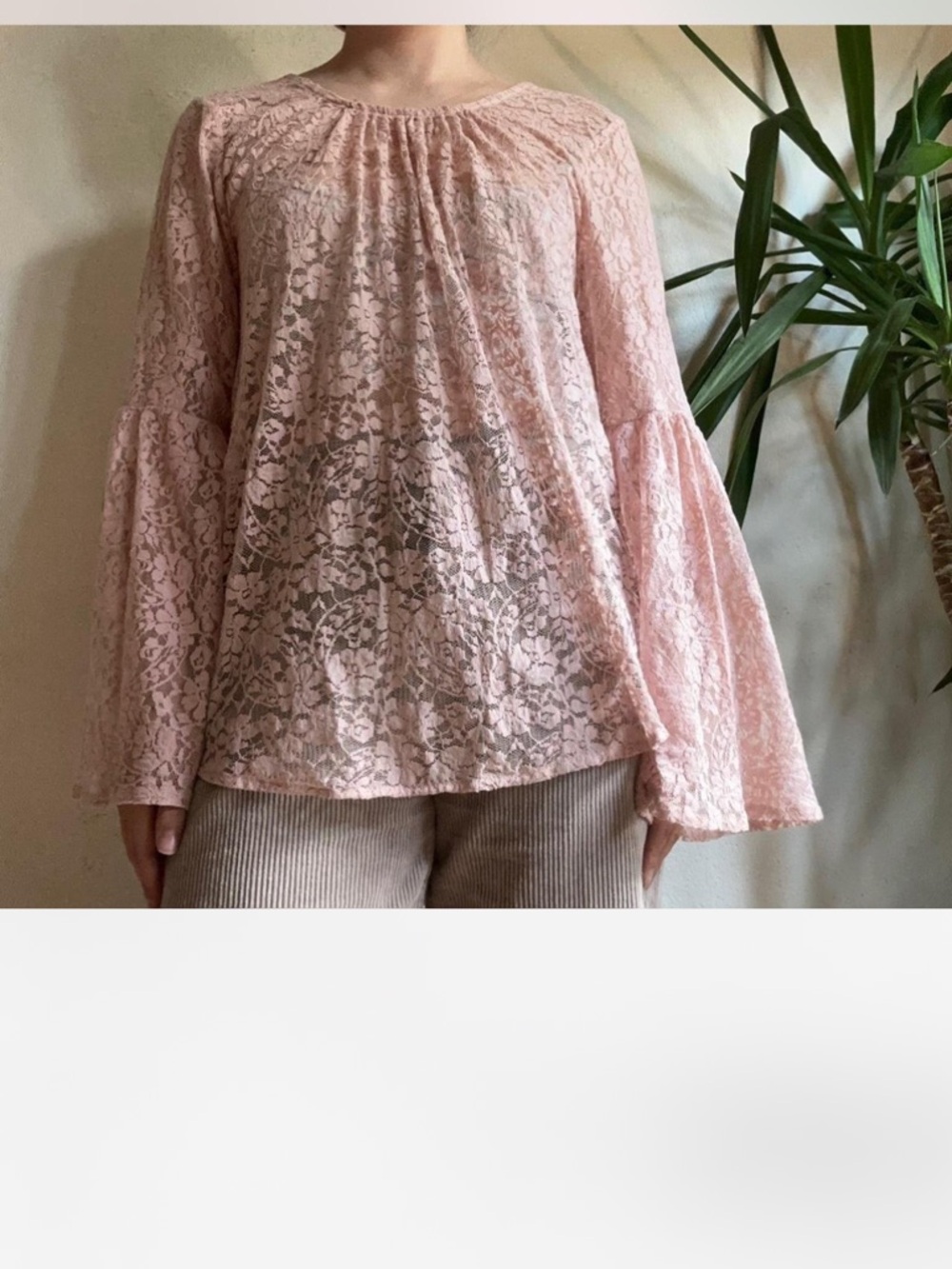 Mossimo Supply Co. Blush Pink Lace Peasant Blouse